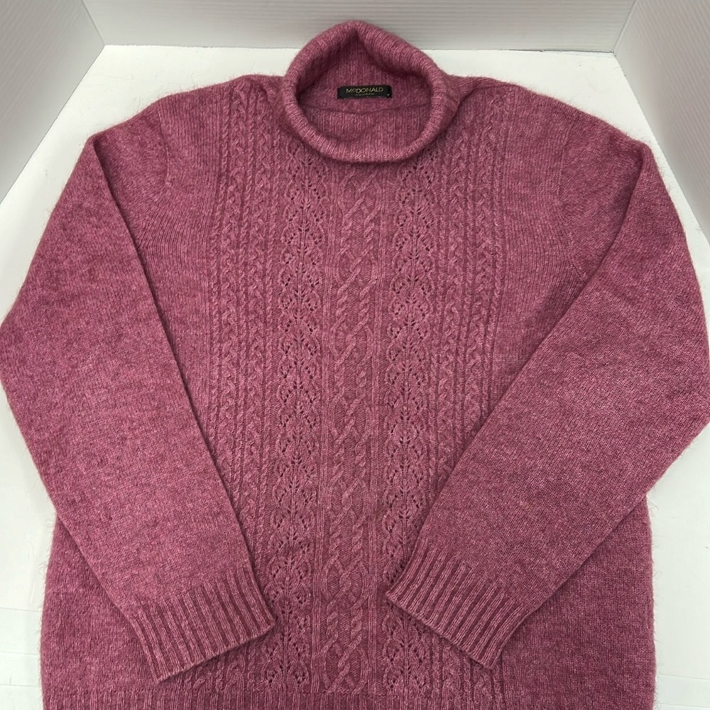 McDonald New Zealand Merino Wool Possum Fur Turtleneck Sweater Pink Size Medium